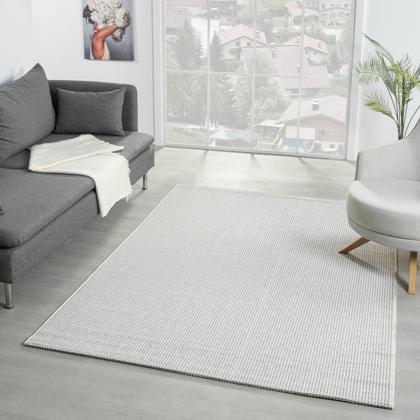 Ayla 2430 grau geflochtener weichflor Teppich