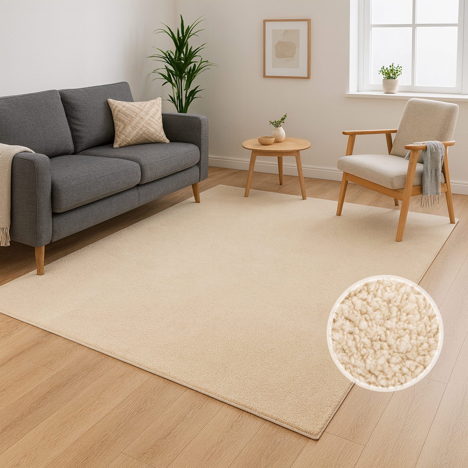 Lara 200 beige, waschbarer Teppich, Soft-Touch-Flor