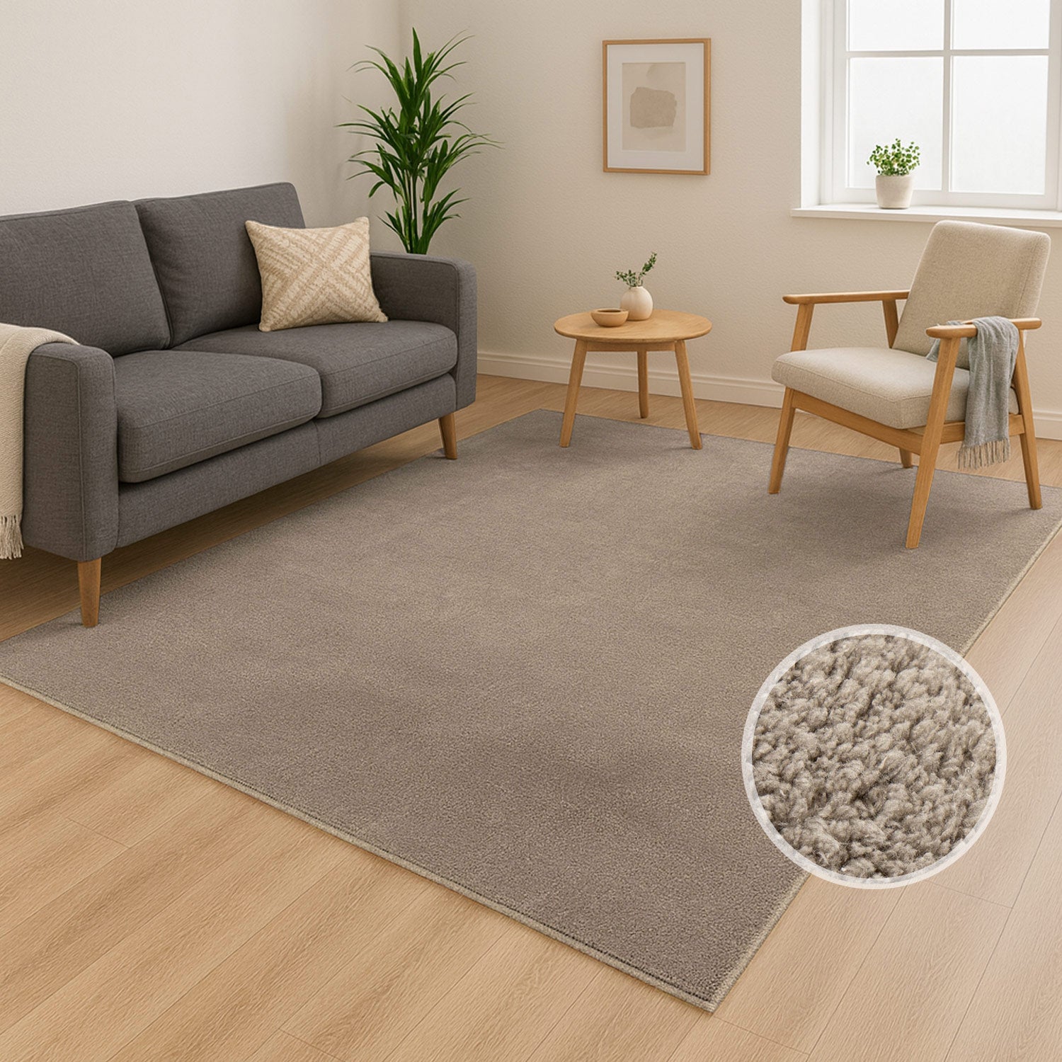 Lara 200 taupe, waschbarer Teppich, Soft-Touch-Flor