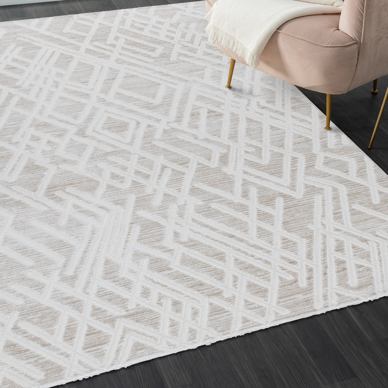 Maya 1320 beige-creme Moderner Designer Teppich